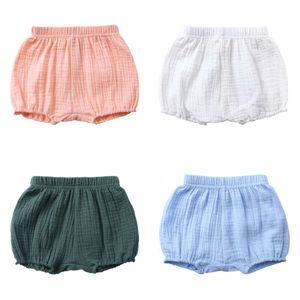 Summer Kids Boys Solid Color Baby Girl Shorts Cotton Linen Bread short Pants Fashion Newborn Bloomers 6 Months-4 Years L2405