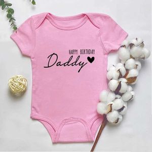 Rompers mutlu yıllar baba mektupları baskılar bebek bodysuit bebek için büyümek bebek toddler erkek kız% 100 pamuk romper hediye baba için y240530dwqq