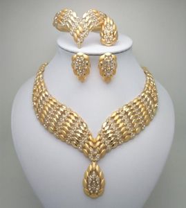 Etiopisk rund set guldfärghalsband örhängen Bangle Ring Habesha smycken Eritrean Wedding C190415018252958