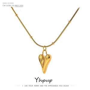 YHPUP Temperament Heart Pendant Chain Halsband för kvinnor Rostfritt stål Stylish Choker 18 K smycken Waterproof Party Gift