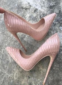 Czarne buty wężowe węża w węglku Kobiety cienkie obcasy spiczaste palce 10 cm seksowne płytkie czarne patentowe sukienki skórzane buty S5553368