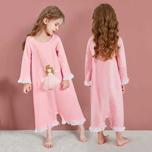 Pajamas Girls Pajamas 2022 Spring Childrens Pajamas Pink Cartoon Princess Long sleeved One piece Pajamas 3-12 Year Old Childrens Pajamas Y240530