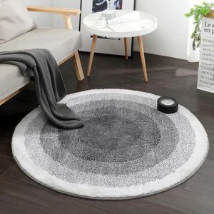 Carpets Nordic Grey Series Round Thick Computer Chair Mat Rugs For Living Room Carpet Kids Bedroom Modern Study Floor