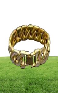 Złoty srebrny kolor mężczyzn Hip Hop Bransoletka lodowana 225 cm Łańcuch Link Znakomite bransoletki Prezenty dla chłopaka biżuteria modowa Y187917670