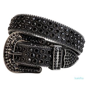 Western Cowboy Bling Twarovski Crystal Rhinestones Belt Studded Leather Belt borttagbart spänne för kvinnor och män 249G