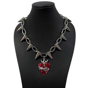 Hänge halsband vintage punkrock tornar älskar hjärthänge halsband för kvinnor män hip hop hyperbole nitar spik kedja halsband mode smycken s2453102