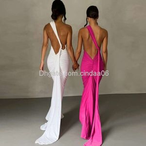Designer Womens Runway Kleid 2024 Sommer neues Produkt sexy Off Back Fleuled Slim Fit Solid Color ärmelloses Kleider im Stil