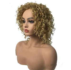 Synthetic Wigs Short Curly Women Natural Part Side With Bangs human hair wig for women Spiral Curl 14 inch Deep brown glam curl wave gr Amxh