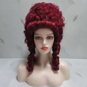 Cosplay peruk halloween peruk kostymmodell peruk djup röd pxamk