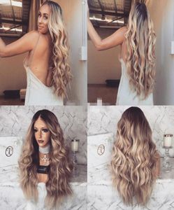 1BT18 Dark Ash Blonde Color Dark Roots Brazilian Remy Human Hair Full Lace Wig Ombre Ash Blonde Body Wavy Human Hair Wigs8071854