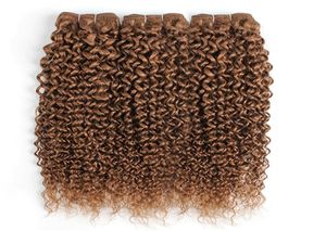 30 ljus Golden Brown Brasilian Virgin Curly Human Hair Weave Bundles Jerry Curl 34 Bunds 1624 Inch Remy Human Hair Extension5542452