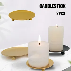 Candle Holders Iron Plate Holder Tea Light Stand Candlestick DIY Home Wedding Party Decor HK3