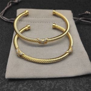 MOSSANITE Bransoletka Designerka dla kobiety urok bransoletka dy retro biżuteria swobodna skręcona przewód kablowy Wylewa srebrna bransolet
