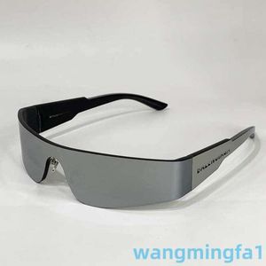 2024 Tasarımcı Mono Dikdörtgen Siyah Naylon BB0041S Güneş Gözlüğü Güneş Gözlüğü Bayanlar Gümüş Gradyan Full Lens Dar Dikdörtgen Maske Ming Gözlükleri