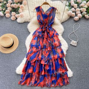 Beach Vacation Skirt Sweet First Love Tea Break Skirt Tie up Waist Super Immortal Style Celebrity Cake Dress for Women