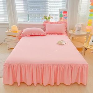 Bed Skirt White Lace Ruffled 1pcs Sheet Cover Non-slip Mattress Bedsheet Solid Color Bedspread