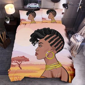 寝具セットファッションアフリカの女性プリント民族羽毛布団カバーセットクイーンキントキルトベッドリネン