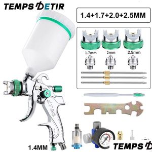 スプレーガンHVLPプロフェッショナルガン1.4/1.7/2.0/2.5mmスチールノズルポータブルカーペイントキット空気圧ツール230607ドロップ配信DHVCF