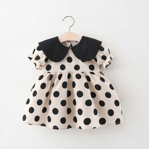 Sommarflickor barn prinsessa kort ärm klänning barn baby spädbarn prick polka veckade klänningar casual vestidos l2405 l2405