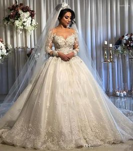 Sukienki imprezowe 2024 Koronowiska Koronżowa Koronki Arabski ślub Sheer Szyja długie rękawy Tiulle Seksowne sukienki