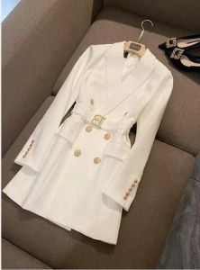 Coats Designer Designer Trench, classico stile francese, medio -lunghezza, bianco e nero, giacca da rivestimento con cintura, fit slim, Top Treche