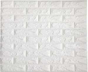 3Dブリックウォールステッカー自己接着壁タイルリビングルームベッドルーム用の壁装飾パネルを貼り付けて、白い色3Dウォールパップ9904978