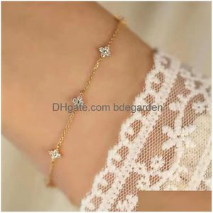 Braccialetti di fascino DAINTY S925 Sterling Sier placcato 14k Gold a quattro foglie Bracciale per il consegna a goccia all'ingrosso DHS2B