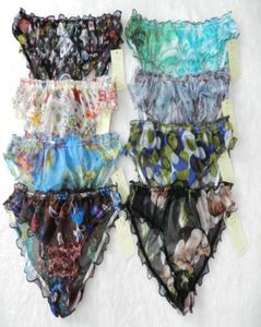 8pcs Women039s 100 Silk String Bikini calcies Floral Size S08585201