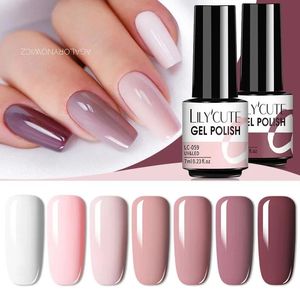 Lilycute 7 ml gel nagellack naken vernis semipermanent för naglar blöt av uv led diy konstvarn 240528