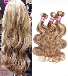 Namibeauty Piano Color 8613 Brasiliansk viign HIAR Weft Body Wave 3 Bunds Highlight Ombre Remy Hair Weaves79964216390695