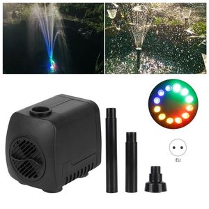 Garden Decorations Waterproof Aquarium Fountain Water Pump Ultra-quiet Adjustable With 12 LED Light 15 W EU Plug