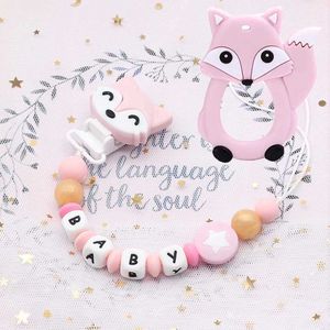 5PCS Pacify Toys Baby Personalized Name Pacifier Chain Clips Food Grade Silicone Beads Dummy Clip Teether Teething Toys Free BPA Baby Shower Gift