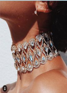 Super Glittering Fashion Designer Luxury Full Rhinestone Diamond Crystal Mesh Vintage Choker Statement Halsband för Woman Girls4877051