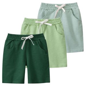 2024 Sommer Neue Solid -Farb -Sport -Shorts für Jungen Kinderkleidung elastische Taille Kurzhose Baumwollkinder Outfits L2405