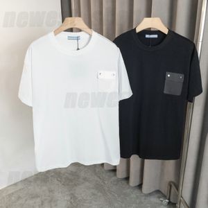 ヨーロッパサイズメンズプラスサイズTシャツTシャツデザイナーTシャツクラシックシンプルベーシックポケットトライアングルコットンブラックホワイトパリルーズトップティーXS S M XL