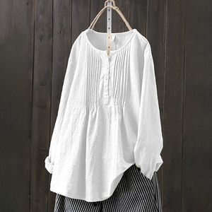 Baumwollwäsche Plus -Größe T -Shirt -Tops für Frauen 2023 Herbst Winter Lose Bluse große Pullover -Hemden Tees Weibliche Kleidung Y2K Top 240531