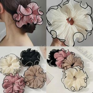 Mesh Ponytail Holder Hair Ring Oversized Pleated Sweet Hair Rope Wrinkle Chiffon Scrunchies Handmade Hair Accessories