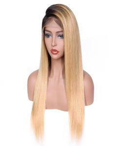 9a Brasileiro 150 densidade ombre cor t1b18 perucas humanas de renda completa com cabelos de bebê reta renda frontal Human Wigs1003310