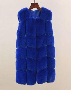 Женские куртки модное повседневное теплое пальто Зима женщина тонкая рукавочная изделия из искусственного меха Женская одежда Женская длинная меховая жилет D013 2209264050679