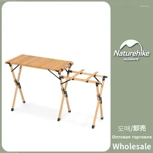 Camp Furniture Nature-hike Outdoor Kitchen Solid Wood Table Desktop Widening Portable Folding Camping BBQ Suitable For Double Stove