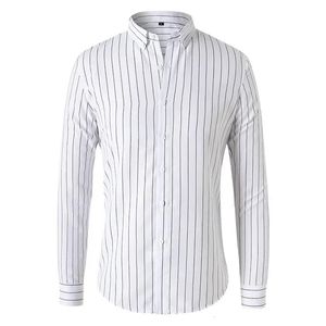 2024 Koreli Uzun Kollu Çizgili Gömlek Erkekler Giyim Basit İnce İş Rahat Bluz Homme Gömlekleri Ter Giyim 240529