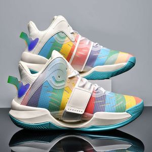 Rainbow Color High Top Basketball Shoes Comfortable Casual Sneakers New Style Sports Trainers Green Purple Blue Pink