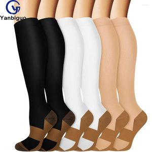 Sportsocken (3 Paar) Kompression Knie hohe Socken- für Frauen-Männer-Kreislauf