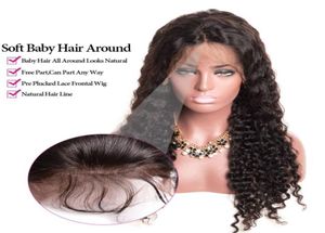 130 Gęstość koronkowe przednie ludzkie włosy Peruki dla czarnych kobiet krótkie peruki Wstępnie wyrzucone naturalne włosy z dziecięcymi włosami Ombre Curly Pargs5877720