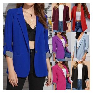 Women's Suits Blazers 2023 Independent Station Europe and America Autumn and Winter Fashion Splice Polo Slim Fit Cardigan Temperament Suit Coat z240531