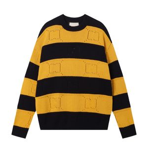 Luxury men designer sweaters striped round neck knit sweater for men and women paired with wool knit hoodie