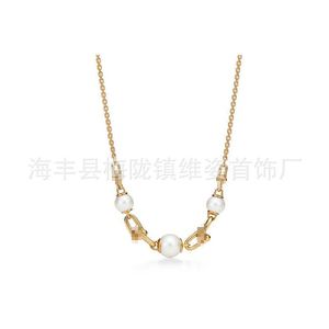 Designer's Light Luxury Brand 925 Silver 18K Gold Plated Horseshoe Buckle U-shaped Pearl Necklace Tie Home Instagram Popular Fashion Collar Chain