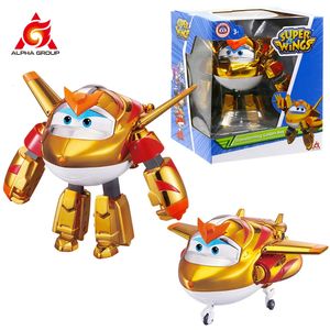 Super Wings S5 5 Skala Transforming Toy Action Figures Golden Boy Airplane till Robot Plane Gifts To Birthday Boys Girls Kids 240527