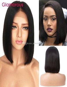 Glamoröst mänskligt hår Bob Style Lace Front Wig 8 10 12 14 Inch tillgängligt Human Hair Short Bob Wig7830999