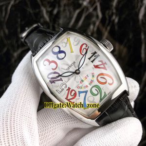 Nowe szalone godziny 8880 CO Col Kolor Dreams Automatyczne białe tarcze męskie zegarek srebrne obudowy skórzane paski na rękę na rękę 298N